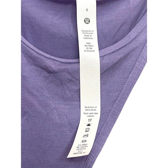 NEW Lululemon Shoulder Cut-Out Yoga Tank Top‎ Dark Lavender Size 4 Silk Blend - Picture 4 of 6